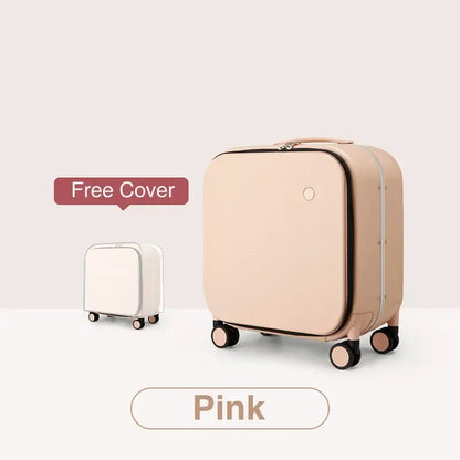 MIXI Carry On Suitcase 18 Inch Aluminum Frame Pink