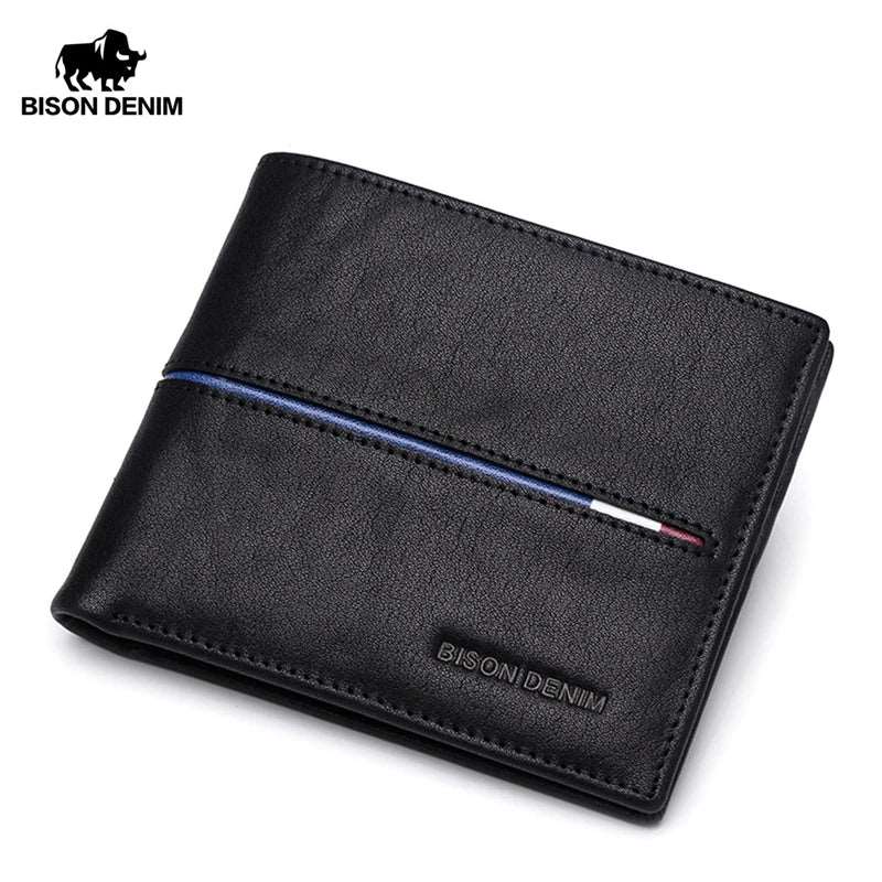 BISON DENIM Genuine Leather Wallet Men