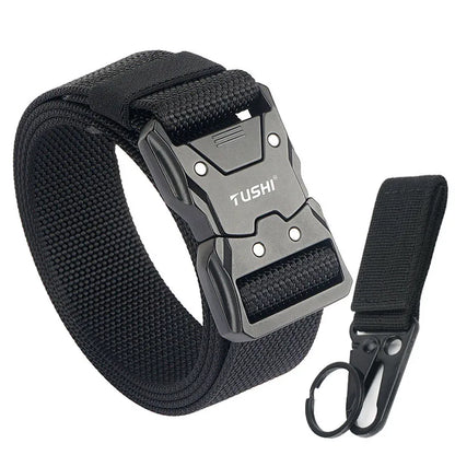 VATLTY Quick-drying Tactical Belt Men Hard Alloy Quick Release Buckle 1200D Soft Nylon Black set 1 125cm(adjustable)