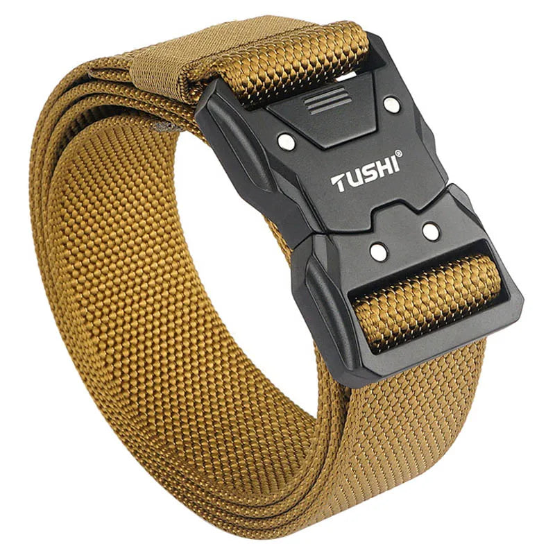 VATLTY Quick-drying Tactical Belt Men Hard Alloy Quick Release Buckle 1200D Soft Nylon Wolf brown 125cm(adjustable)