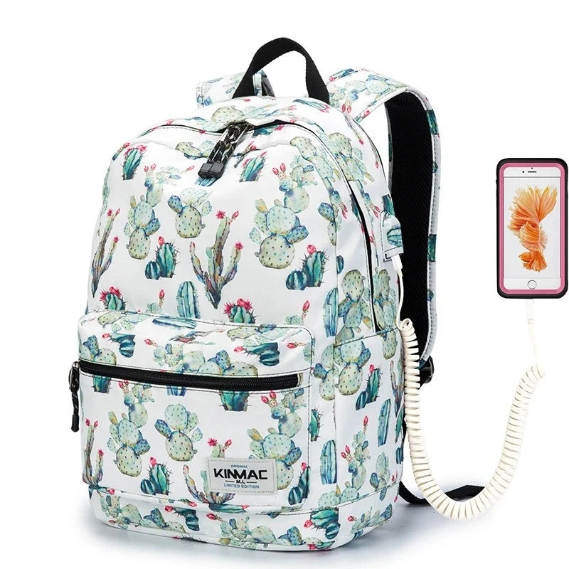 Kinmac Brand Backpack Laptop Bag 14,15.6 Inch, Case For Macbook, School Backpack Cactus 15-16 inch