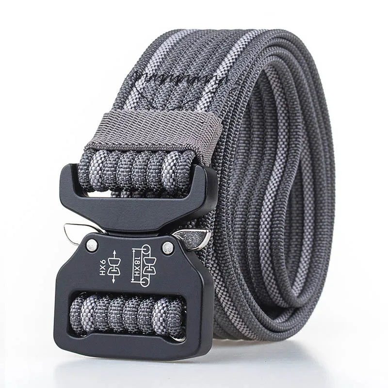 Retro Police Tactical Belt Strong 1200D Real Nylon Rust-Proof Metal Quick Release Buckle Dark gray 125cm