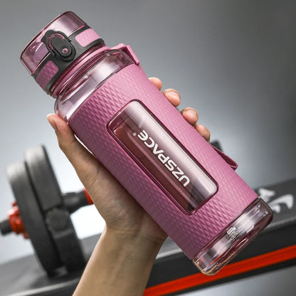 UZSPACE Sports Water Bottles Leak-proof Drop-proof Portable Shaker BPA Free Plum Red