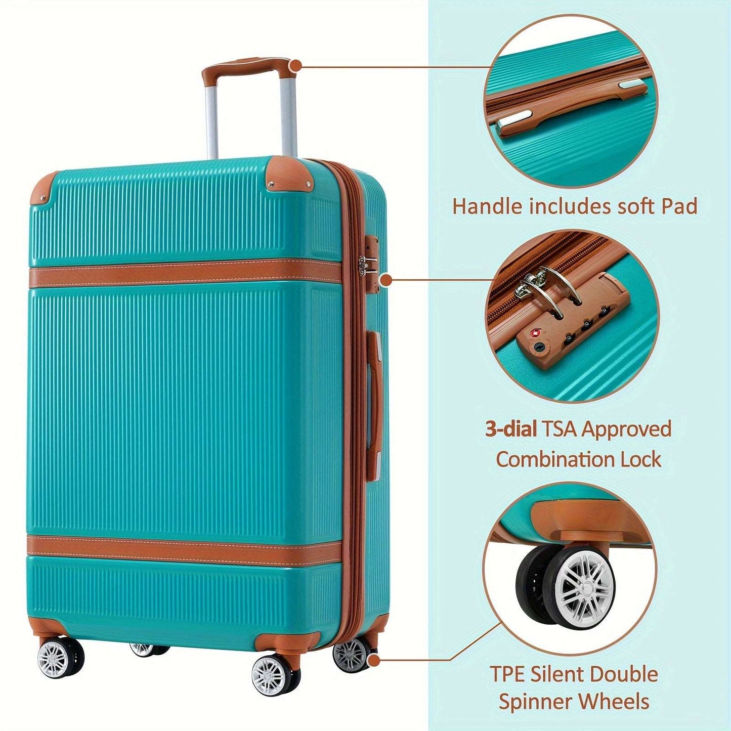 Hard shell Suitcase Set 3-piece 8-wheel with TSA lock Lightweight 20/24/28" 161 Luggage OK•PhotoFineArt OK•PhotoFineArt