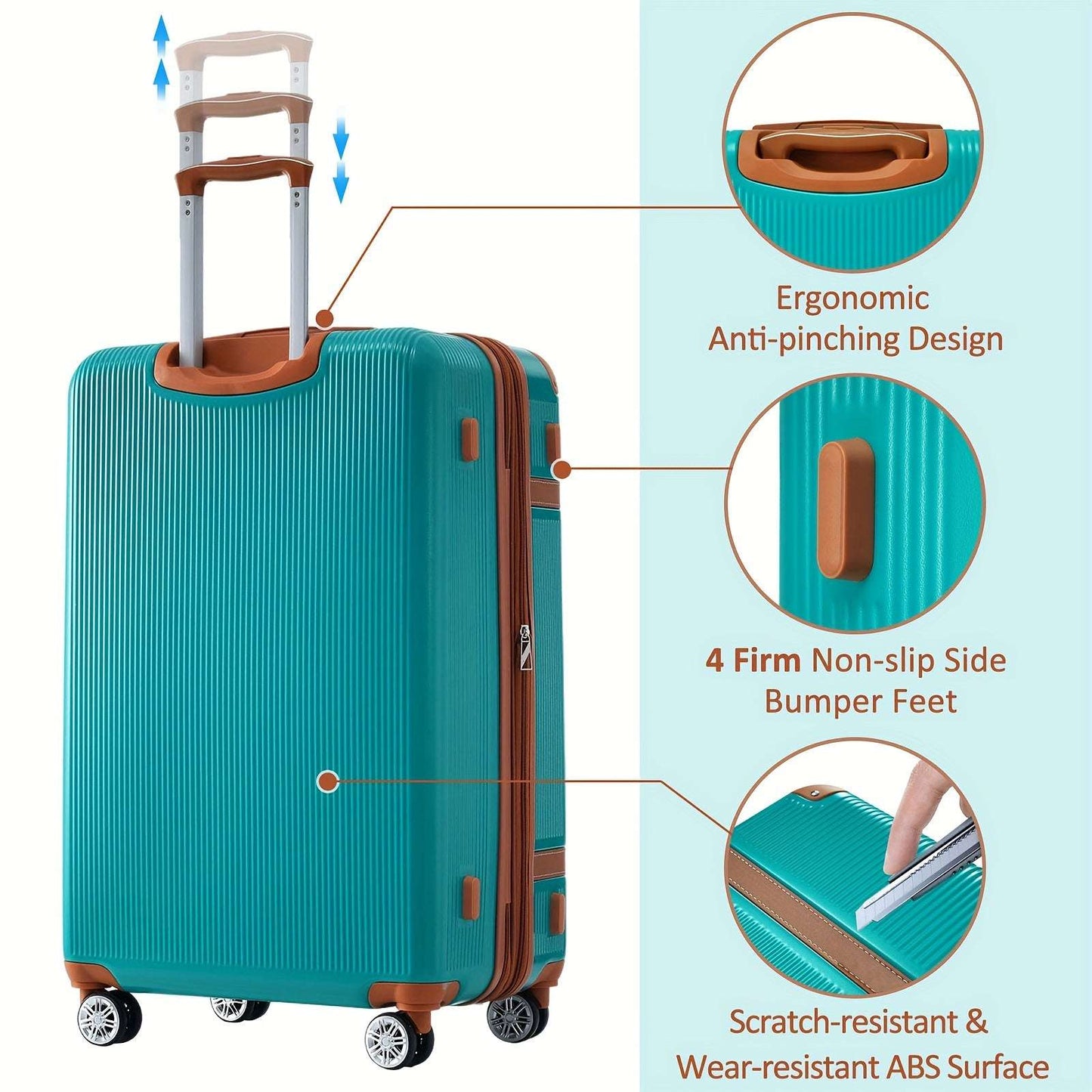 Hard shell Suitcase Set 3-piece 8-wheel with TSA lock Lightweight 20/24/28" 161 Luggage OK•PhotoFineArt OK•PhotoFineArt