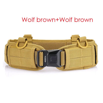 VATLTY New Tactical Belt Molle for Men Metal Buckle Strong Nylon Wolf brown set 125cm