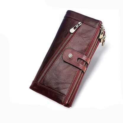 Contact's Women's Fashion Genuine Leather Wallet Card Holder Long Phone Pocket