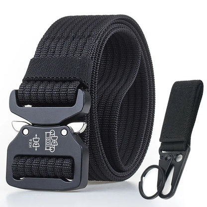 Retro Police Tactical Belt Strong 1200D Real Nylon Rust-Proof Metal Quick Release Buckle Black set 125cm