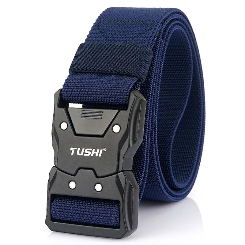 VATLTY Quick Release Elastic Belt Hard Alloy Buckle Strong Real Nylon Navy blue