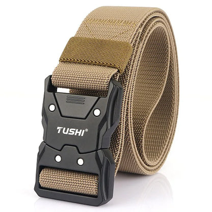 VATLTY New Unisex Elastic Belt Hard Metal Buckle / Military Tactical Belt Casual Waistband Khaki