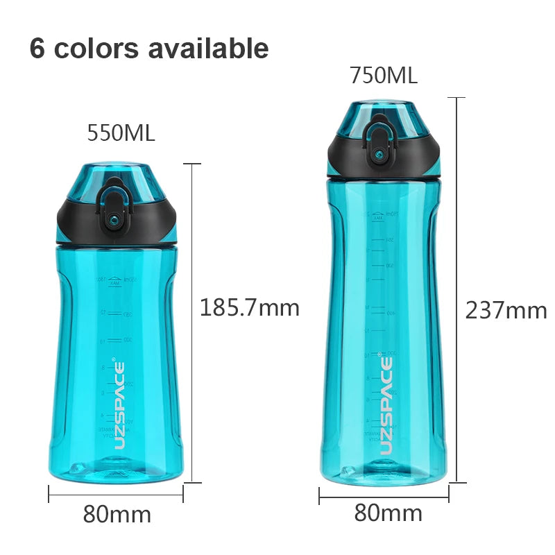UZSPACE 750ml Sport Water Bottles Portable Tritan BPA Free