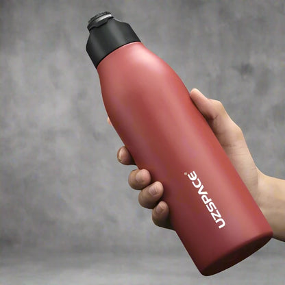 New Stainless Steel Water Bottle With Straw Direct Drinking 2 Lids 9026 Red 830ml 800-1000ml