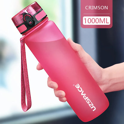 UZSPACE Sports Water Bottle BPA Free 500/1000ml Tritan Frosted Plastic Pink