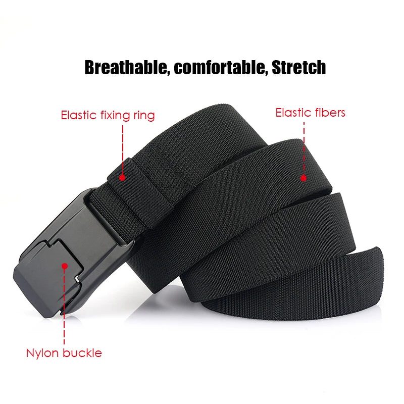 VATLTY New Stretch Belt for Men Hard Alloy Quick Release Buckle Strong Real Nylon