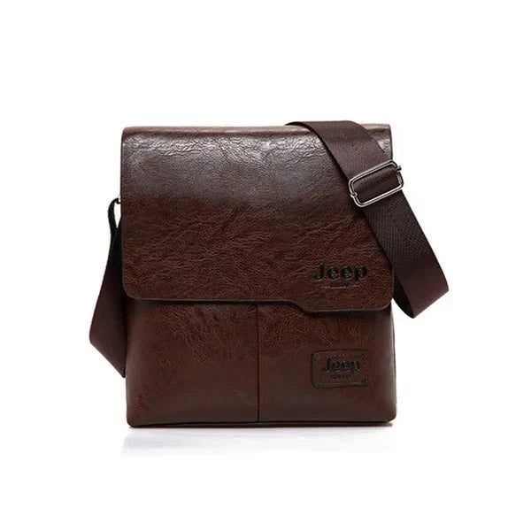 JEEP BULUO Man's Bag 2PC/Set Messenger Shoulder Bag Brown1505-1