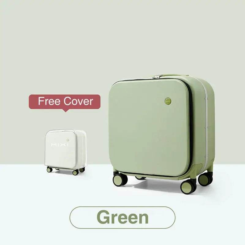 MIXI Carry On Suitcase 18 Inch Aluminum Frame Green