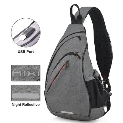 Mixi Men One Shoulder Backpack Sling Bag Crossbody USB