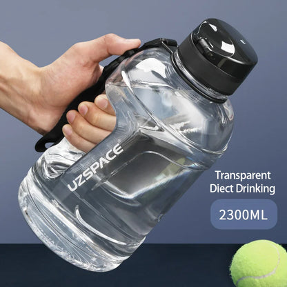 UZSPACE 2.3L 2000ML Water Bottle with Straw Clear Large-capacity Transparent
