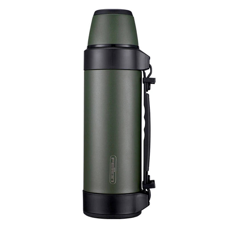 FEIJIAN Large Capacity Thermos, Travel Portable Thermos bottle 1200-1500ML Army Green