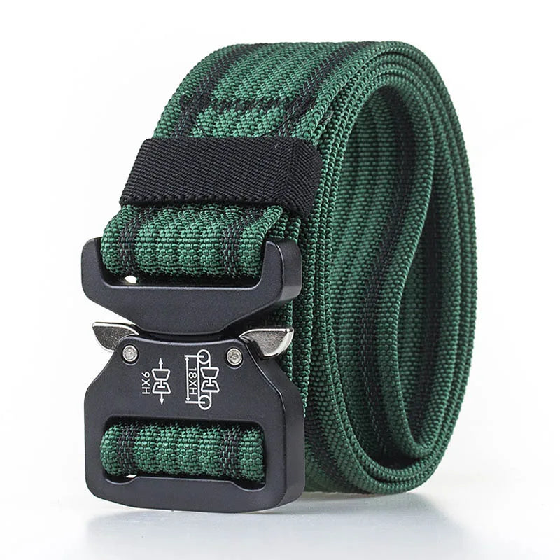 Retro Police Tactical Belt Strong 1200D Real Nylon Rust-Proof Metal Quick Release Buckle ArmyGreen 125cm