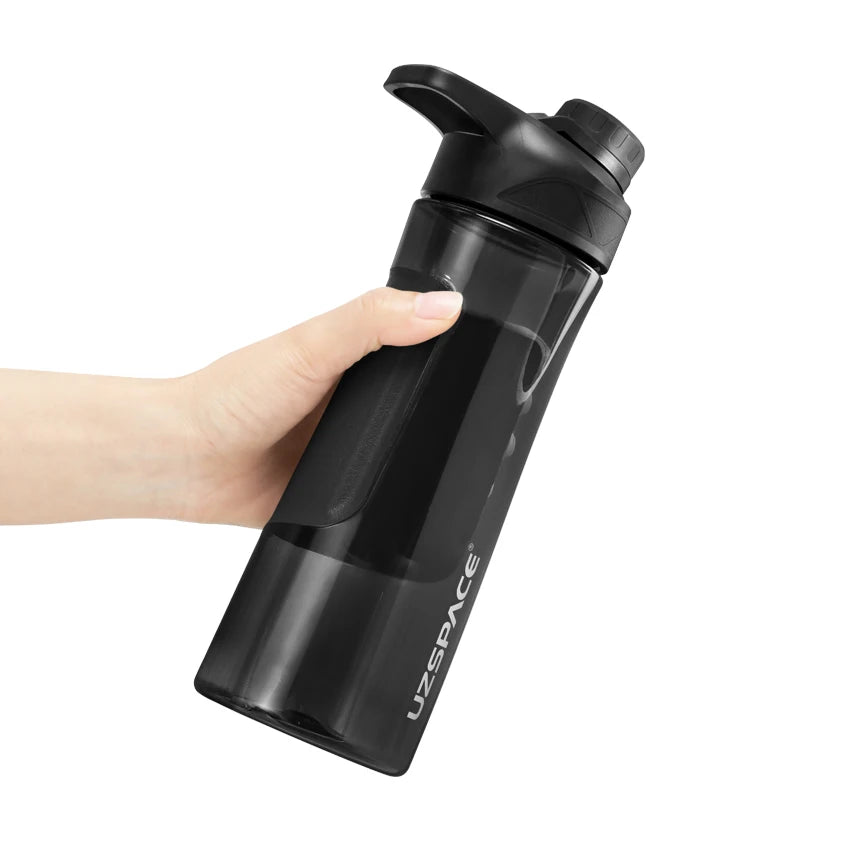 New UZSPACE Water Bottle BPA Free Shaker Portable 9010 Black 700ML 500-800ml