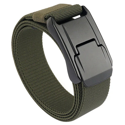 VATLTY New Stretch Belt for Men Hard Alloy Quick Release Buckle Strong Real Nylon ArmyGreen 125cm