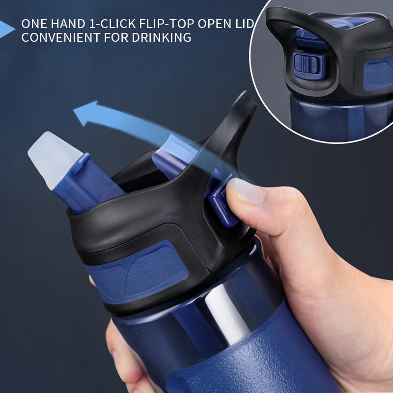 New UZSPACE 530ml Sport Water Bottle With Straw BPA Free