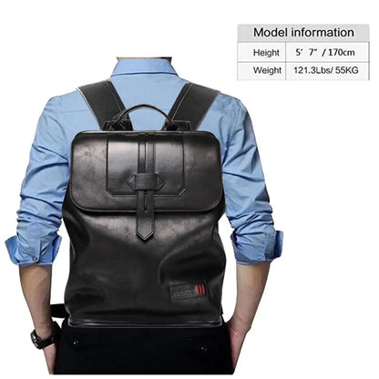 BISON DENIM New Large Capacity Leather Waterproof Backpack