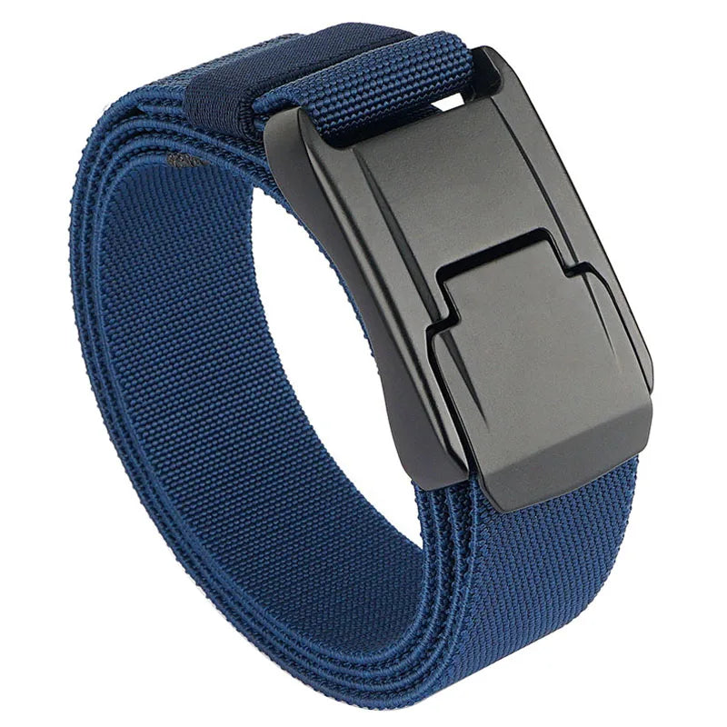 VATLTY New Stretch Belt for Men Hard Alloy Quick Release Buckle Strong Real Nylon Navy blue 125cm