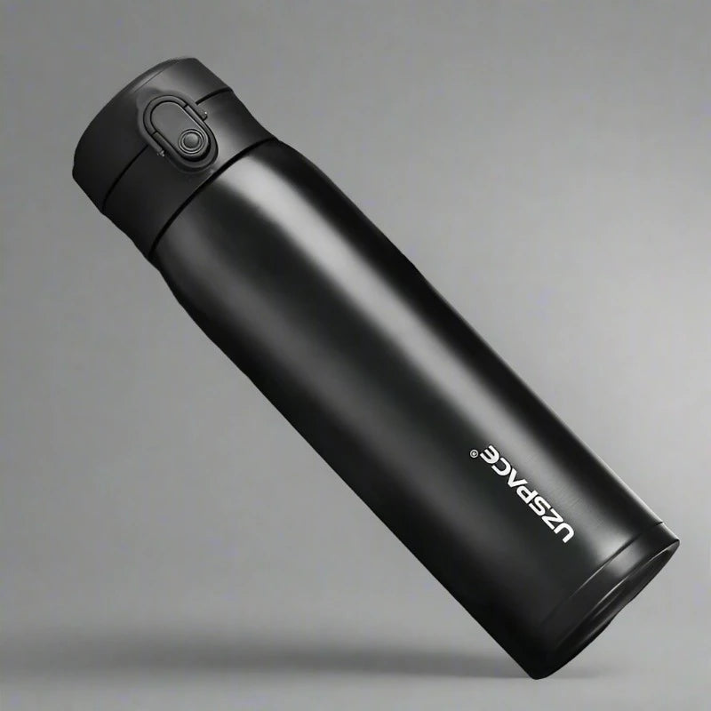UZSPACE Business Sport Water Bottle Vacuum Flask Stainless Steel 480ML Black <500ml