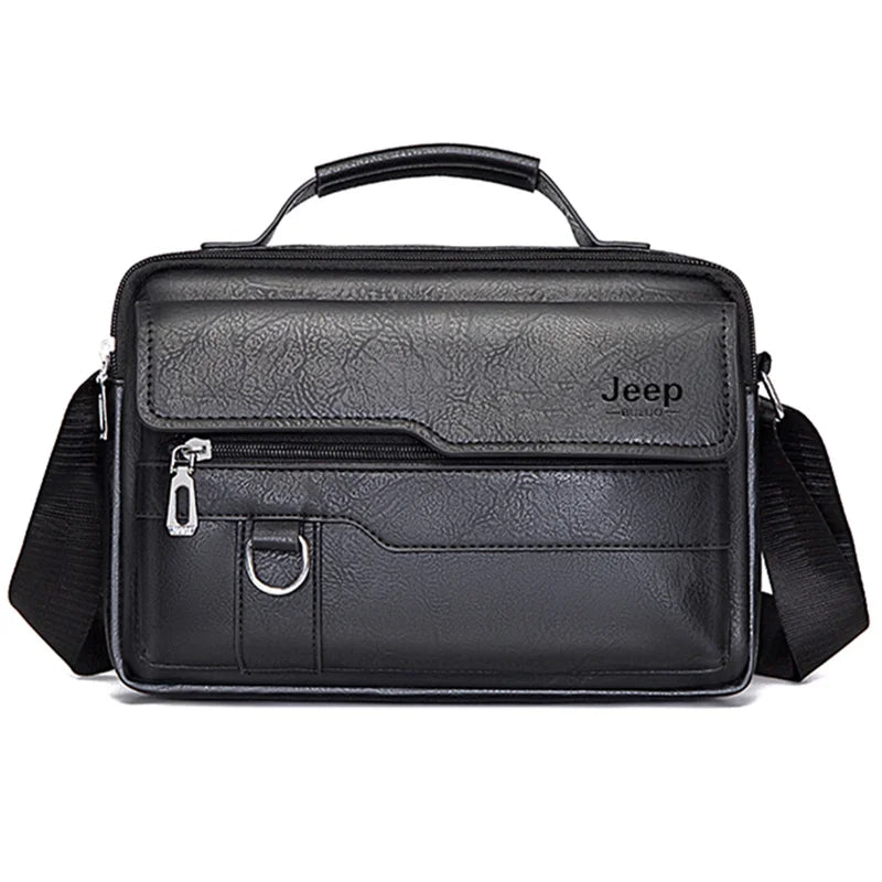 JEEP BULUO Brand Men's Crossbody Shoulder High Quality Tote Bag Black