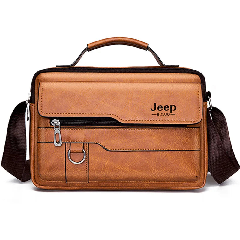 JEEP BULUO Brand Men's Crossbody Shoulder High Quality Tote Bag Orange