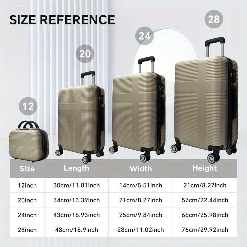 Luggage 4 Piece Set 12/20/24/28" with Spinner Wheels, TSA Lock, Checked Luggage 163 Luggage OK•PhotoFineArt OK•PhotoFineArt