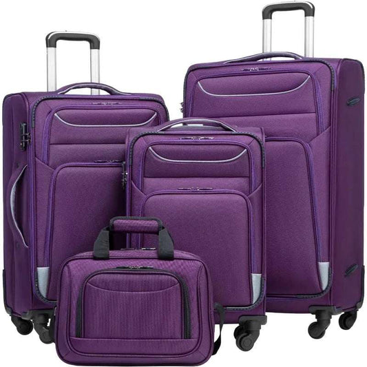 Luggage 4 Piece Set Suitcase Spinner TSA Lock Softshell lightweight (purple+sliver) 171 Luggage OK•PhotoFineArt OK•PhotoFineArt
