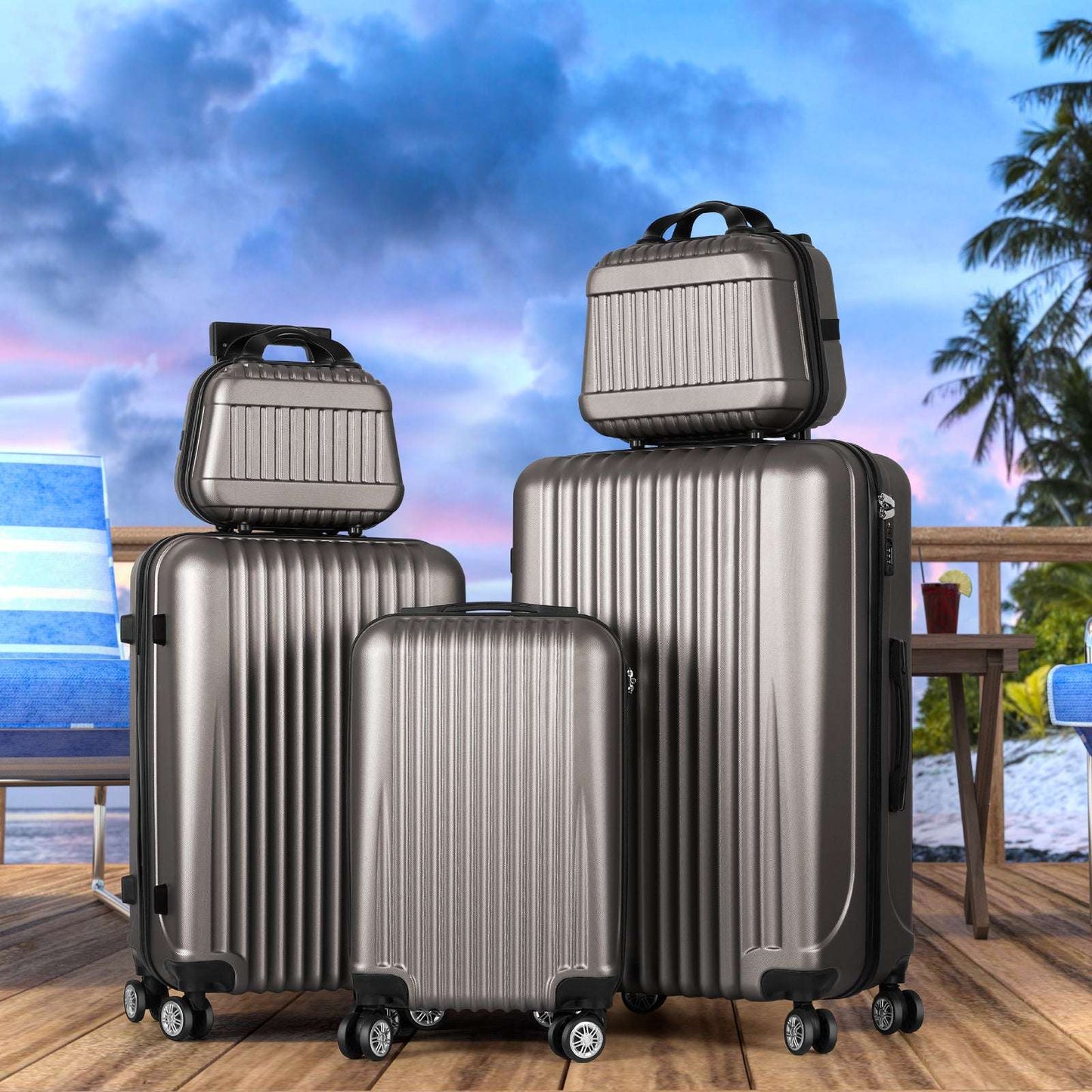 Luggage 5 Piece Sets 12/14/20/24/28", Hard Shell Luggage Set Carry on TSA Lock 139 Luggage OK•PhotoFineArt OK•PhotoFineArt