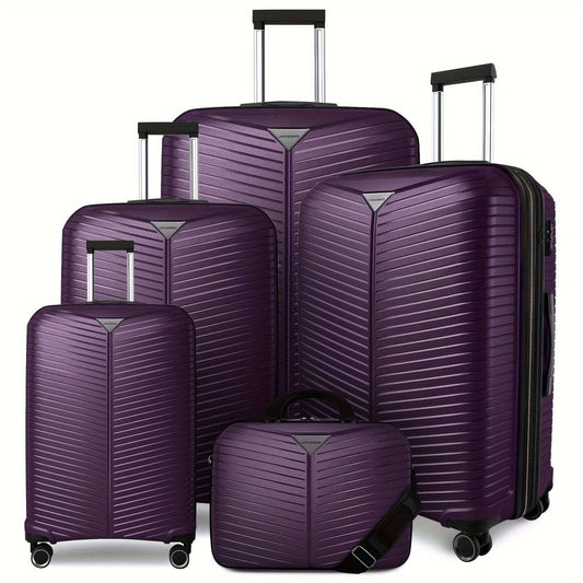 Luggage Sets 5 Piece, Expandable (Only 24"&28") PP Suitcase With Spinner Wheels, TSA Lock 197 Luggage OK•PhotoFineArt OK•PhotoFineArt