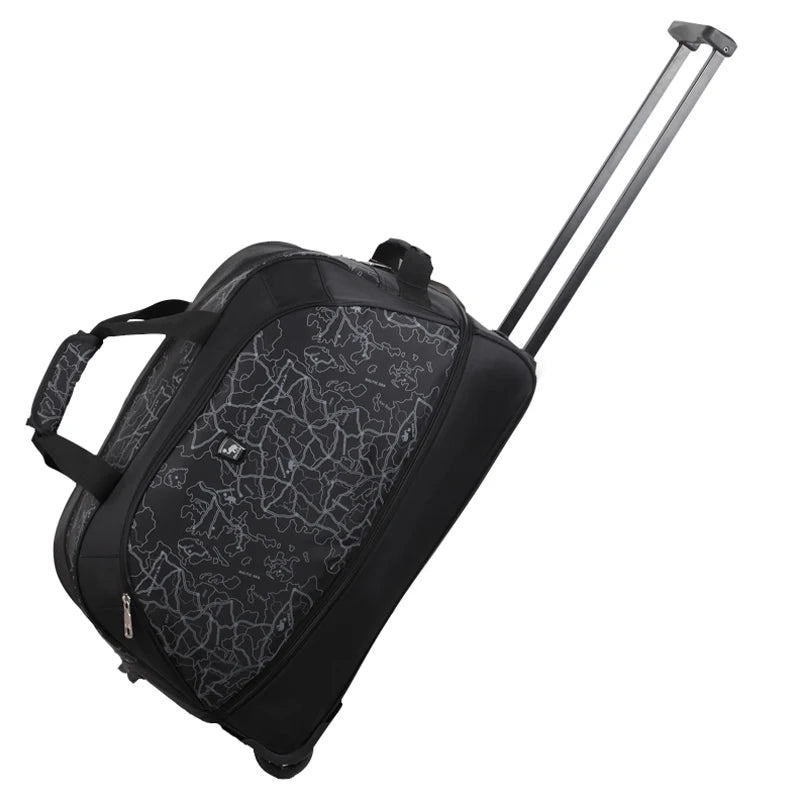 OIWAS Foldable Luggage Bag Travel Duffle Trolley bag Black