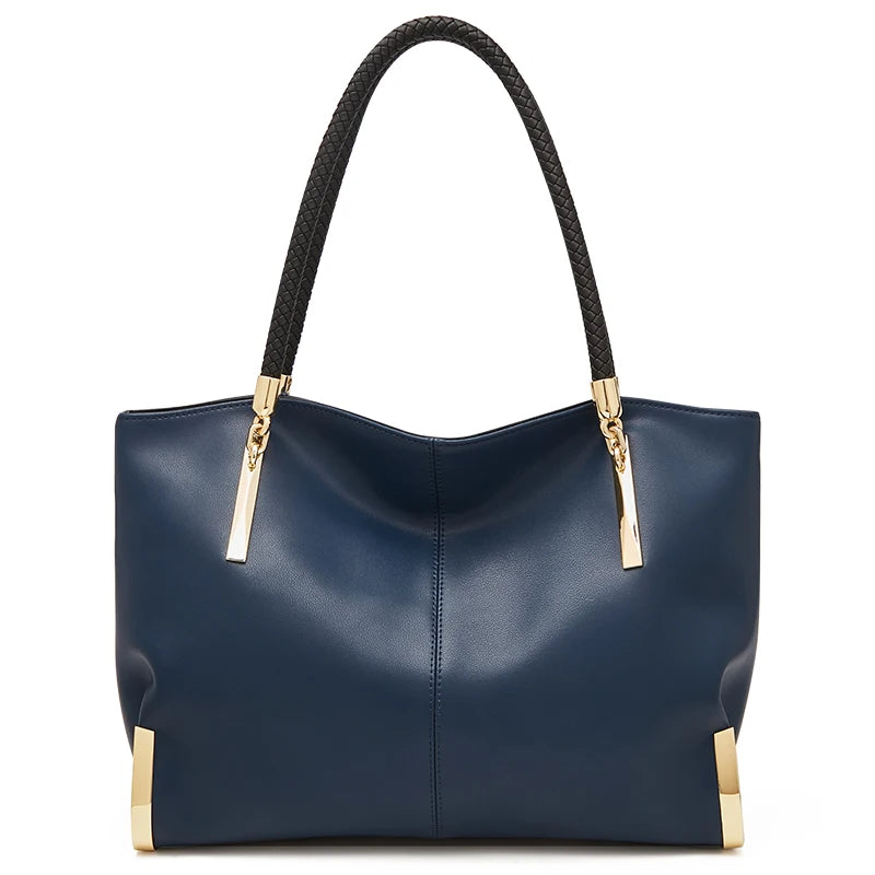 FOXER Brand Stylish Women Cowhide Leather Handbag Blue