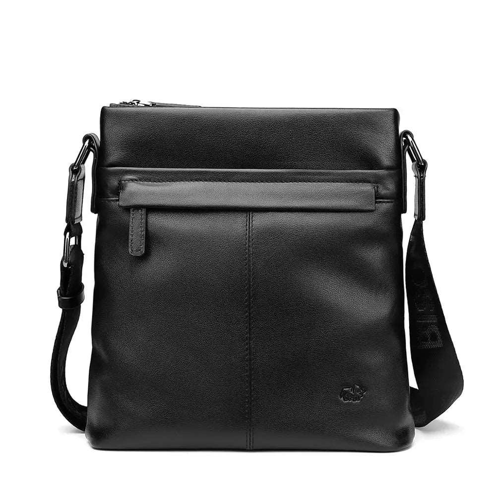 BISON DENIM Genuine Leather Men Shoulder Bag N2357 black