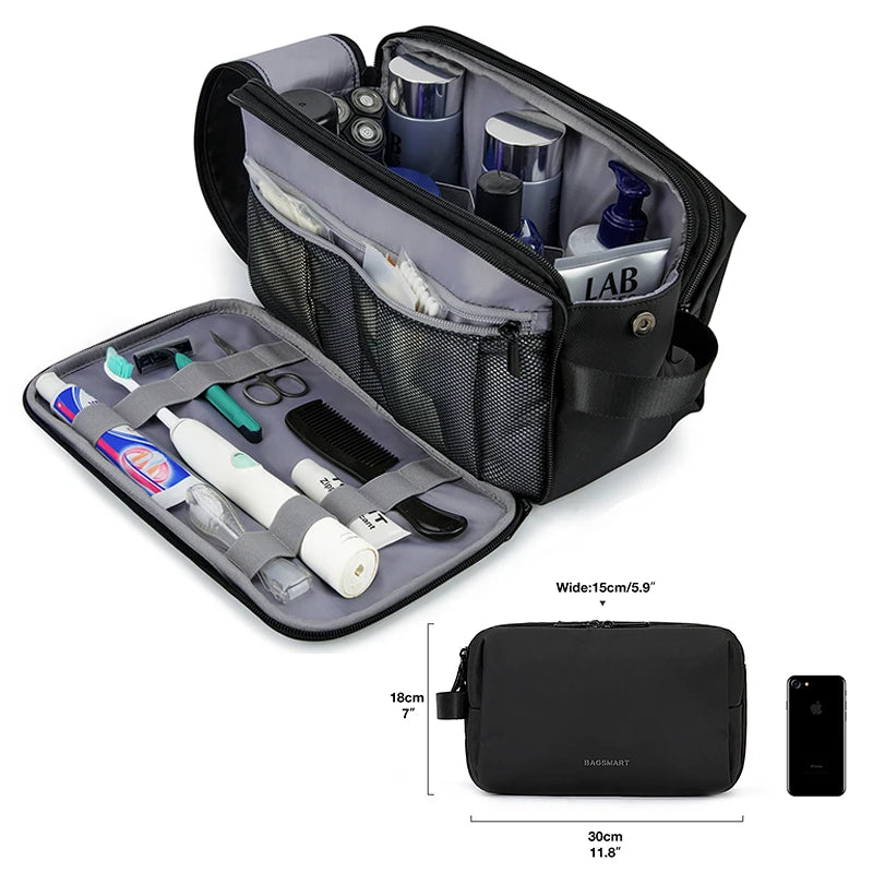 Women's Cosmetic Bag BAGSMART Waterproof Dopp Kit for Travel Black L