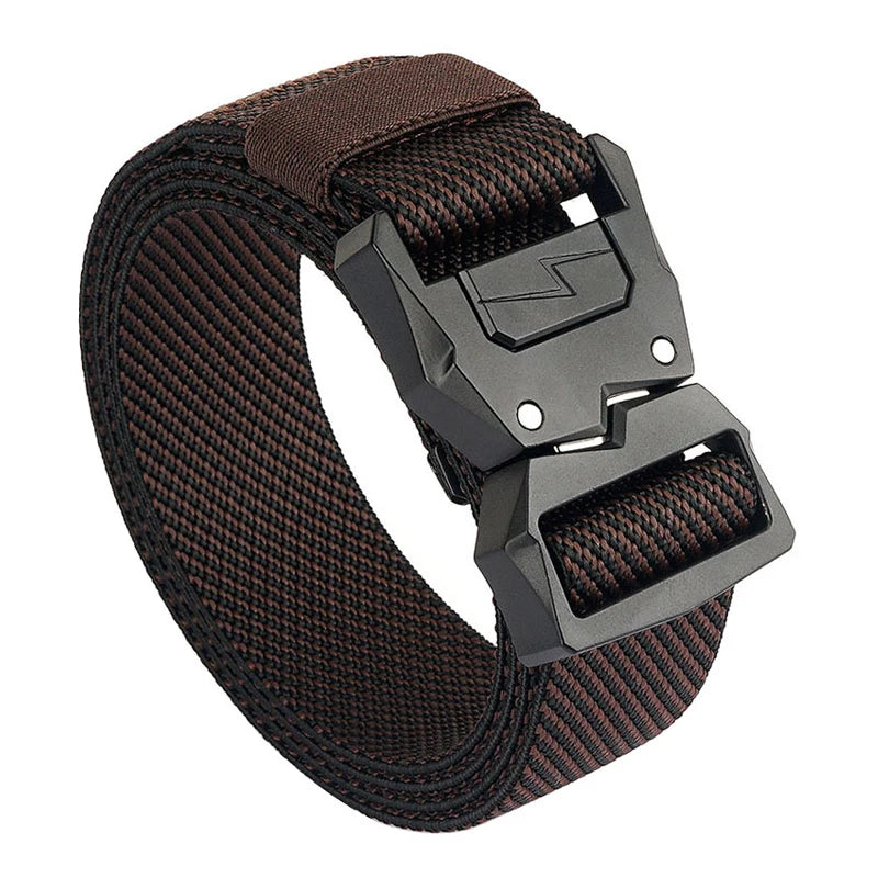 VATLTY 110cm-140cm Men's Elastic Belt Quick Release Alloy Buckle Twill brown