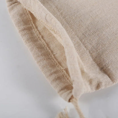 Linen Bread Bag Reusable Baguette Cotton Drawstring Storage Bag
