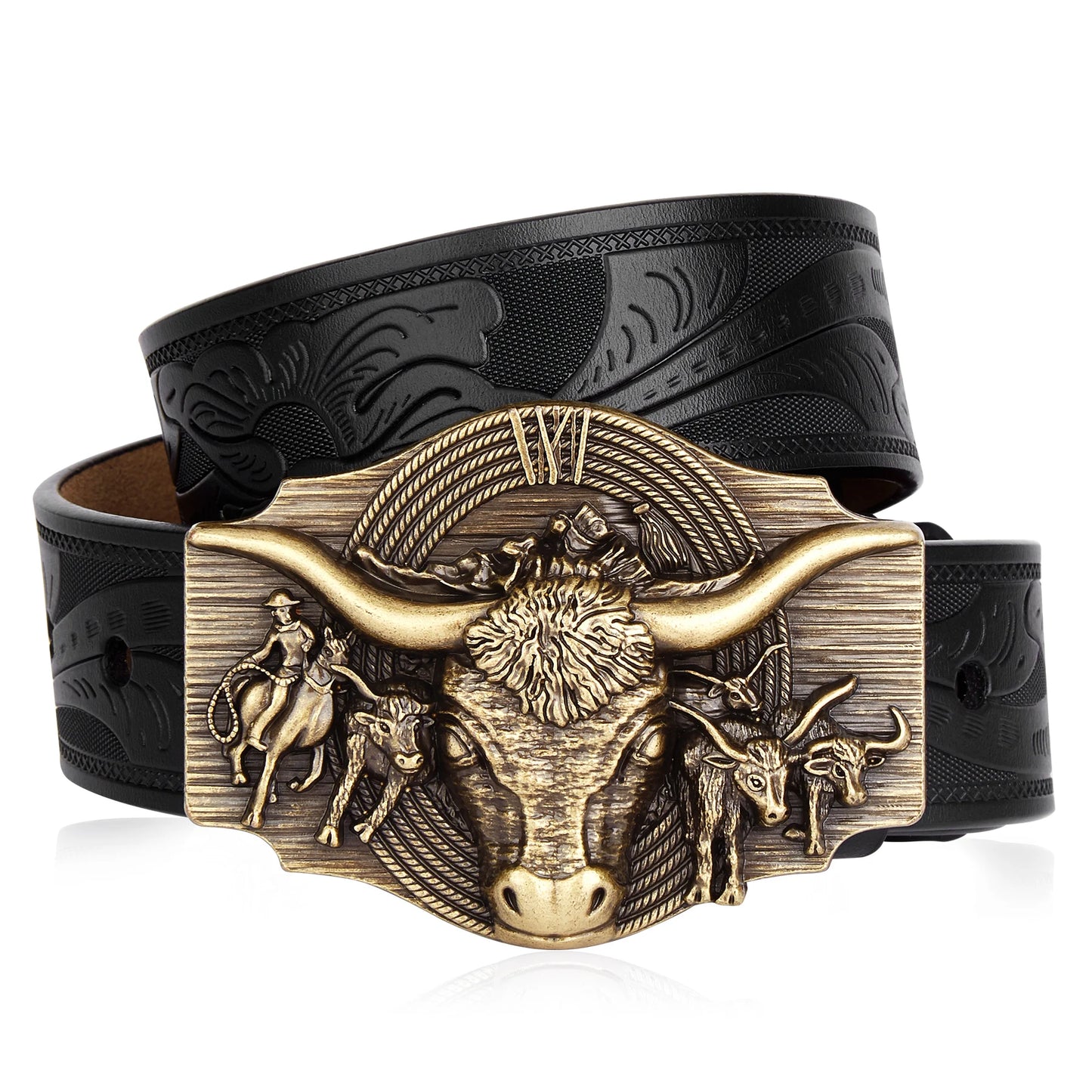 Retro Cowhide Western Cowboy Genuine Leather High Quality Alloy Buckle Belt NK0059G DS050-1BM