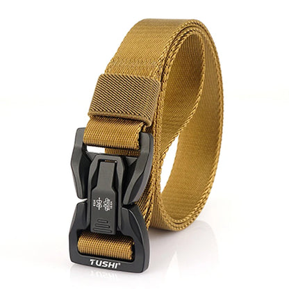 VATLTY New 2.5cm Techwear Hip Hop Nylon Belt Alloy Quick Release Buckle Wolf brown 125cm