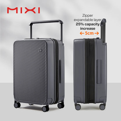 MIXI Expandable Carry On Luggage Lightweight Large Capacity 20" 24" Rock Gray
