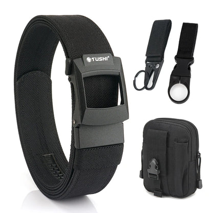 VATLTY Work Tool Belt for Men Tight Nylon Metal Automatic Buckle Black set C 120cm