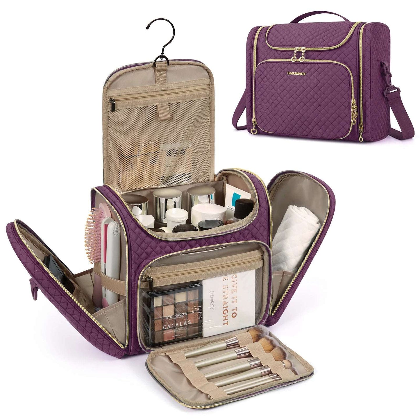 BAGSMART Makeup Bag / Toiletry Cosmetic Bag Travel Organizer Essentials Purple