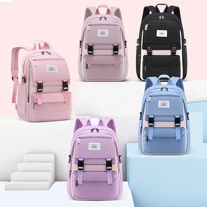 Fengdong high school bags for girls student many pockets waterproof school backpack teenage girl high quality campus backpack