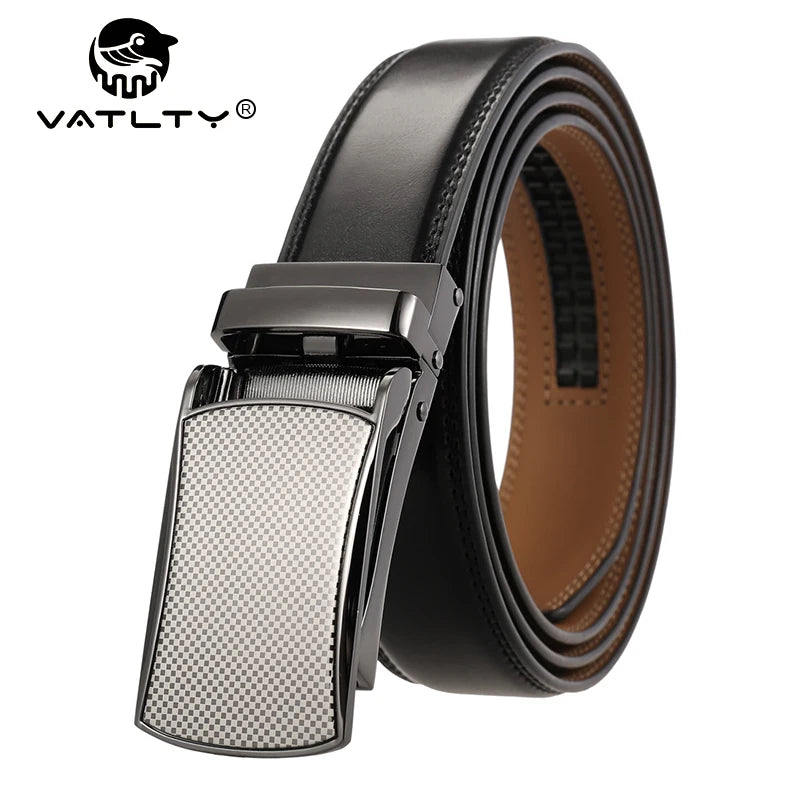 VATLTY 31mm Leather Belt for Men Alloy Automatic Buckle Without Holes