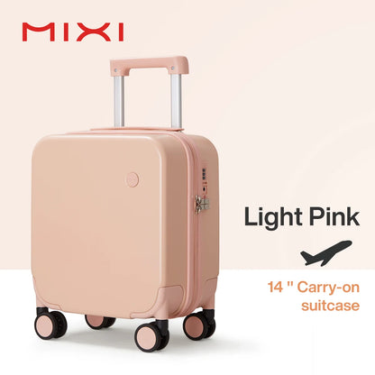 MIXI 14 Inch Underseat Carry On Luggage Spinner Wheels Pink